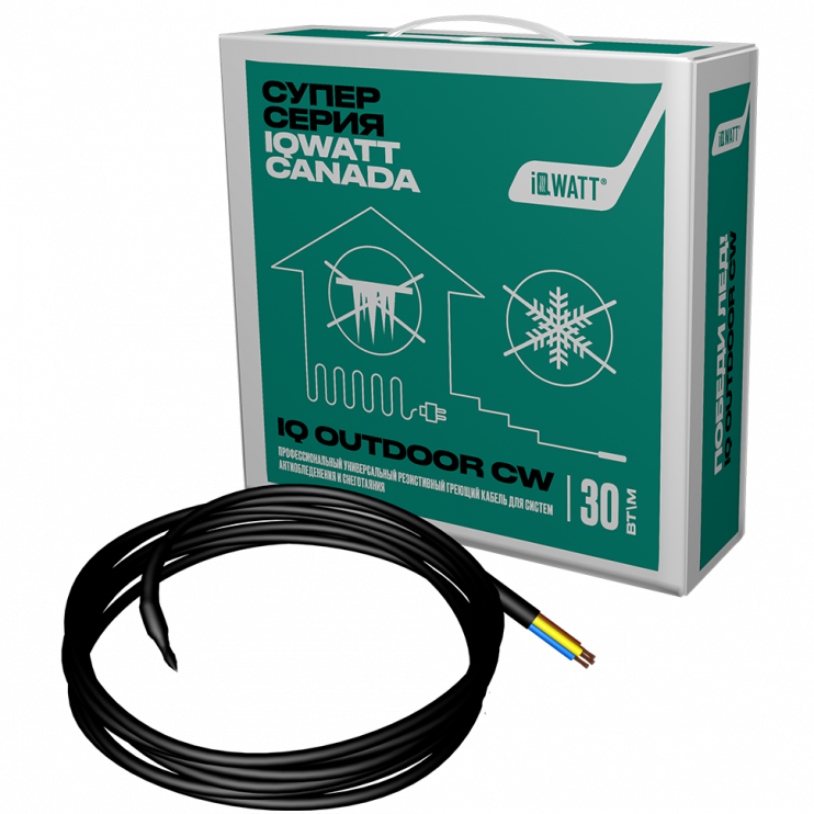 Греющий кабель для систем антиобледенения и снеготаяния IQ OUTDOOR CW 30м
